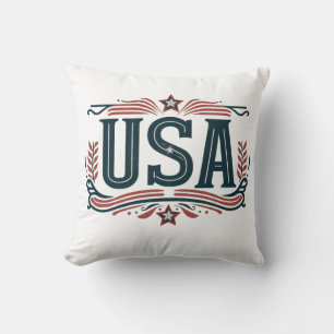 Patriotic, vintage USA Throw Pillow