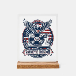 Patriotic Vinyl Collector Vector Graphic Tee Acrylic Sign