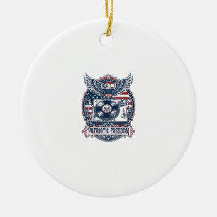 Patriotic Vinyl Collector Vector Graphic Tee Ceramic Ornament