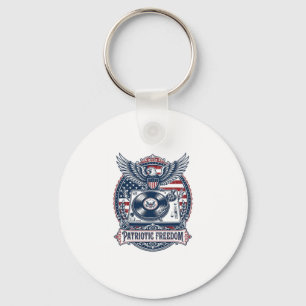 Patriotic Vinyl Collector Vector Graphic Tee Keychain