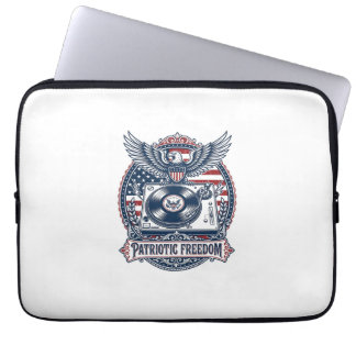 Patriotic Vinyl Collector Vector Graphic Tee Laptop Sleeve