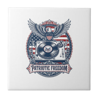 Patriotic Vinyl Collector Vector Graphic Tee Tile