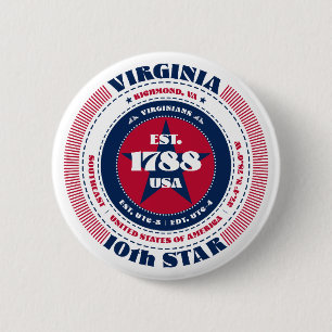 Patriotic Virginia Circle with State Details 2 Inch Round Button