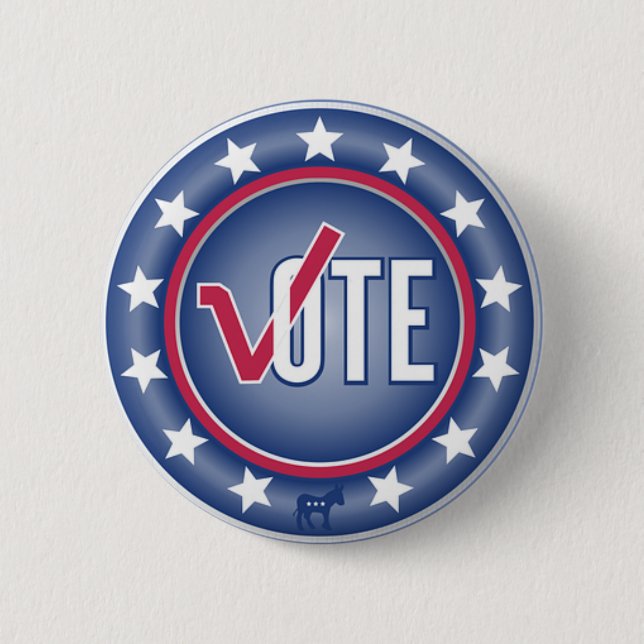 Patriotic Vote Democrat Donkey Symbol Button (Front)