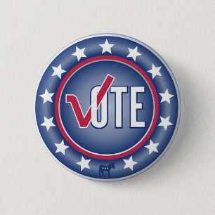 Patriotic Vote Democrat Donkey Symbol Button