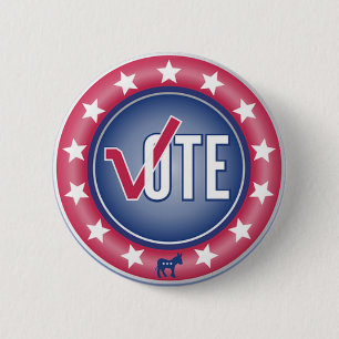 Patriotic Vote Democrat Donkey Symbol Button