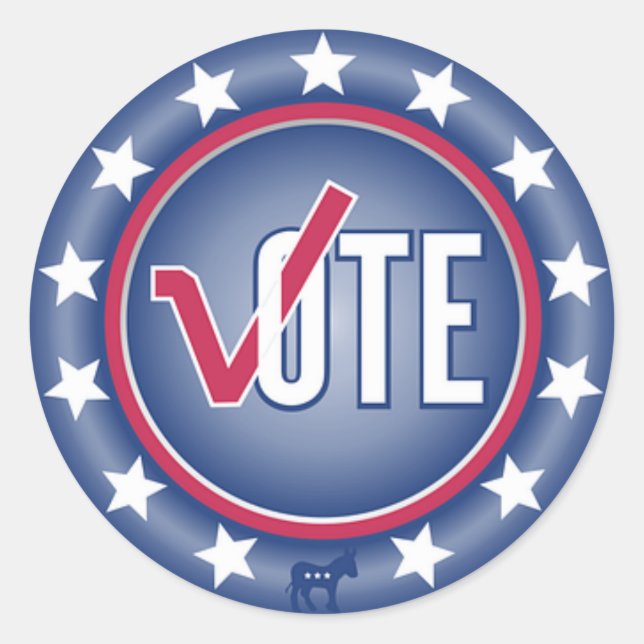 Patriotic Vote Democrat Donkey Symbol Stickers (Front)