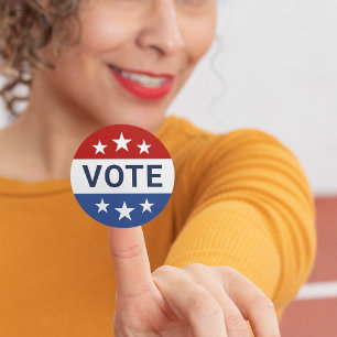 Patriotic Vote Star Badge Classic Round Sticker