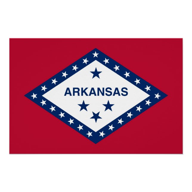 Patriotic wall poster with Flag of Arkansas State (Front)