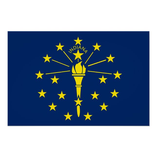 Patriotic wall poster with Flag of Indiana (Front)