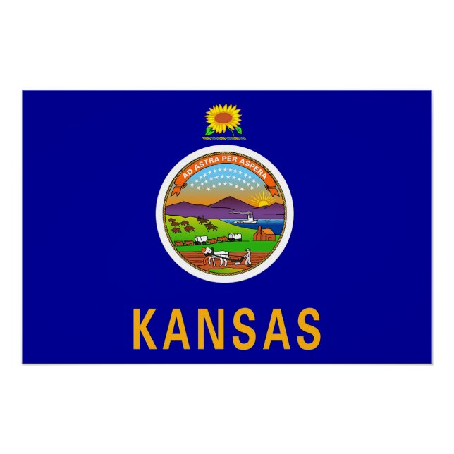 Patriotic wall poster with Flag of Kansas (Front)