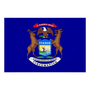 Patriotic wall poster with Flag of Michigan