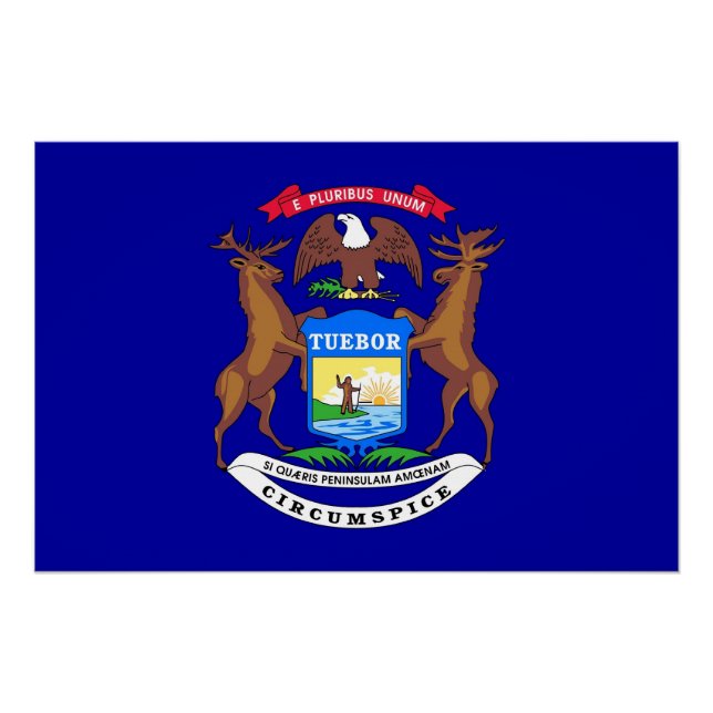 Patriotic wall poster with Flag of Michigan (Front)