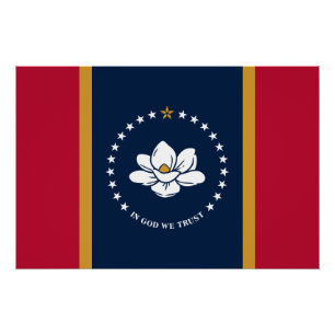 Patriotic wall poster with Flag of Mississippi 