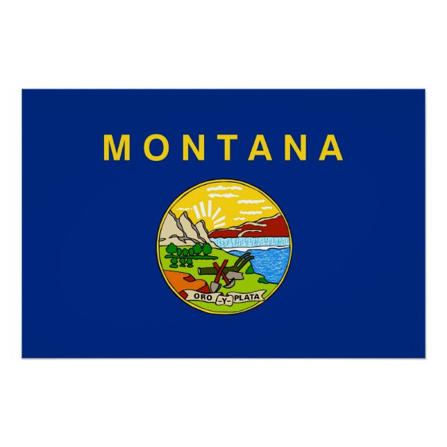 Patriotic wall poster with Flag of Montana (Front)