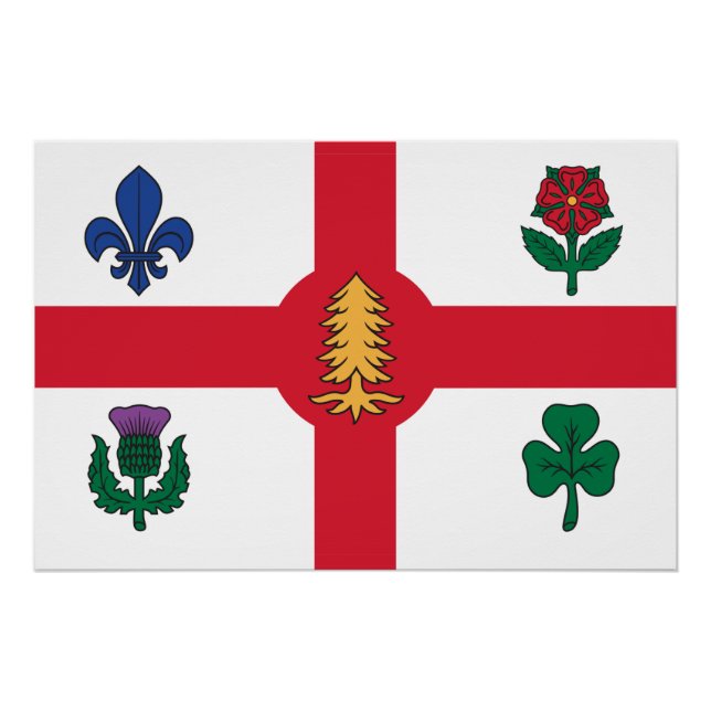 Patriotic wall poster with Flag of Montreal (Devant)