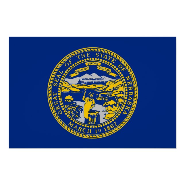 Patriotic wall poster with Flag of Nebraska (Front)