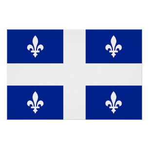 Patriotic wall poster with Flag of Quebec