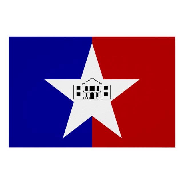 Patriotic wall poster with Flag of San Antonio (Front)