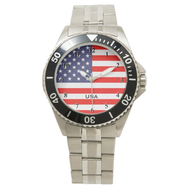 Patriotic watches with American flag dial plate (Front)