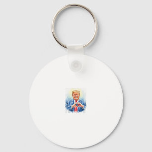 Patriotic Watercolor Trump Heart Hands  Keychain