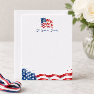 Patriotic Wavy American Flag Card