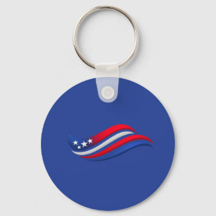 Patriotic Wavy Flag Plate   USA Stars Celebration  Keychain