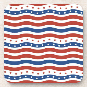 Patriotic Wavy Stars and Stripes Freedom Flag Coaster