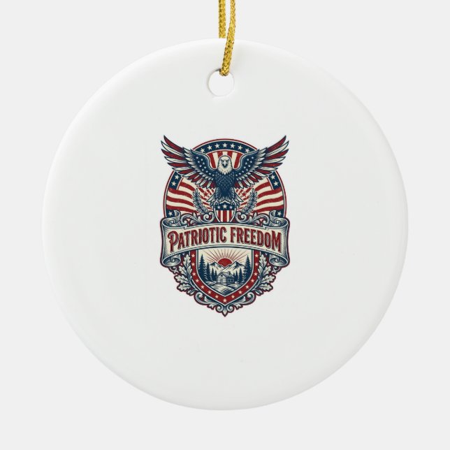 Patriotic Wellness Retreat Vector Graphic Tee Ceramic Ornament (Front)
