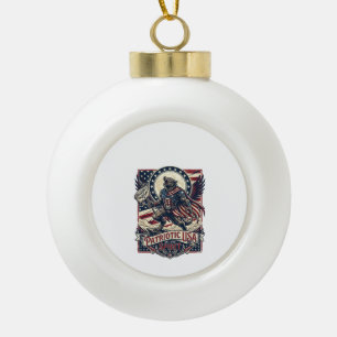 Patriotic Werewolf Patriot Horror Monster Patriot Ceramic Ball Christmas Ornament