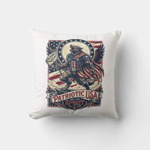 Patriotic Werewolf Patriot Horror Monster Patriot Throw Pillow
