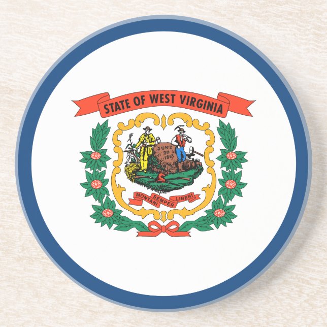 Patriotic West Virginia State Flag Coaster (Front)