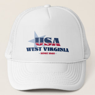 Patriotic West Virginia Typography Trucker Hat