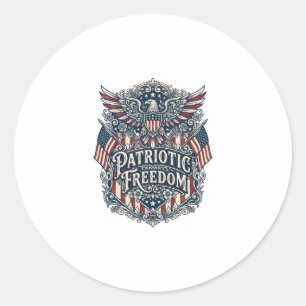 Patriotic Western Floral Vector Graphic Tee Classic Round Sticker