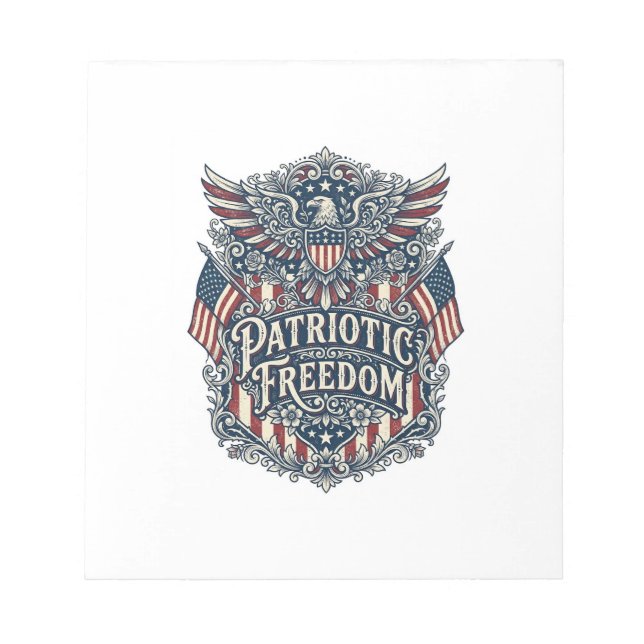 Patriotic Western Floral Vector Graphic Tee Notepad (Front)