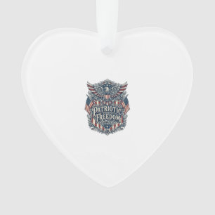 Patriotic Western Floral Vector Graphic Tee Ornament
