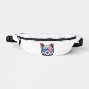Patriotic Westie Dog Sunglasses Vintage Vector Art Fanny Pack