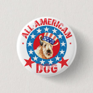 Patriotic Wheaten 1 Inch Round Button