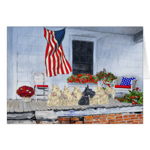 Patriotic Wheaten and Black Scotties  