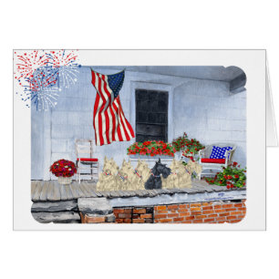 Patriotic Wheaten et Black Scotties