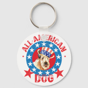 Patriotic Wheaten Keychain