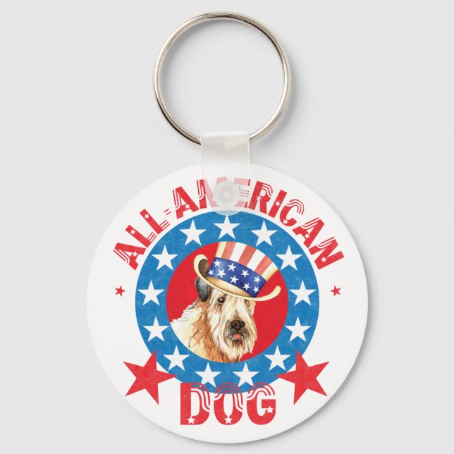 Patriotic Wheaten Keychain (Front)