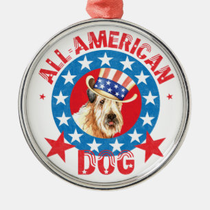 Patriotic Wheaten Metal Ornament