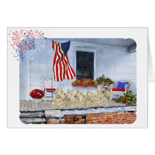 Patriotic Wheaten Scotties Await the Big Parade