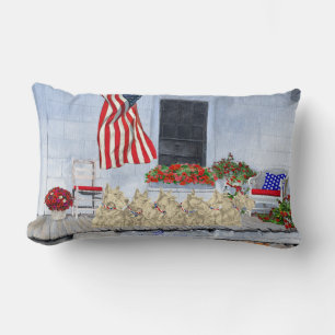 Patriotic Wheaten Scottish Terriers Lumbar Pillow