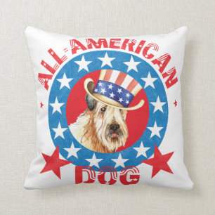Patriotic Wheaten Throw Pillow
