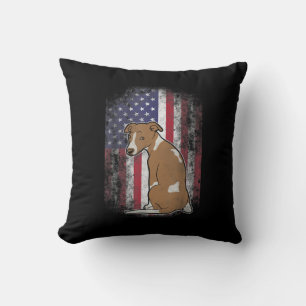 Patriotic Whippet American Flag Dog Lover Gift Throw Pillow