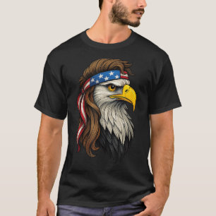 Patriotic White Head Eagle Us Flag Bandana Mullet T-Shirt