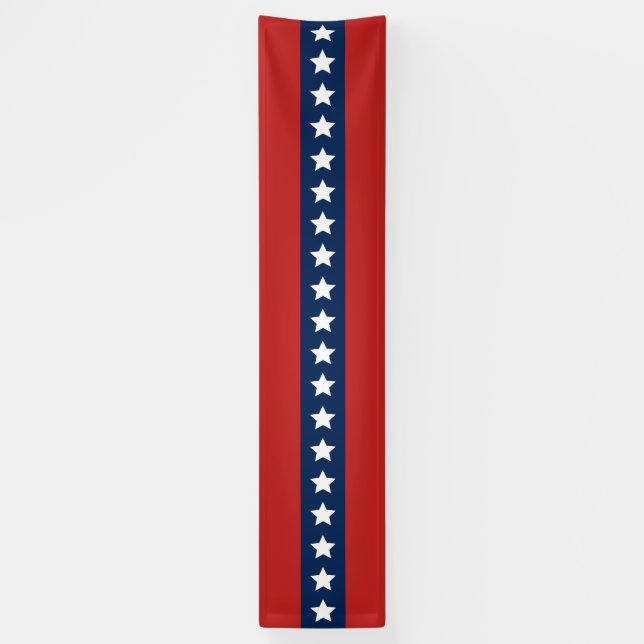 Patriotic White Stars and Blue and Red Stripes Banner (Vertical)