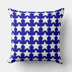 Patriotic White Stars on Blue Field Accent Pillow